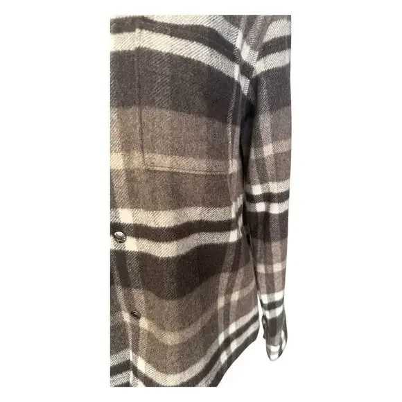 Reiss Cortez Wool Blend Plaid Overshirt Flannel Brown S - Picture 6 of 15